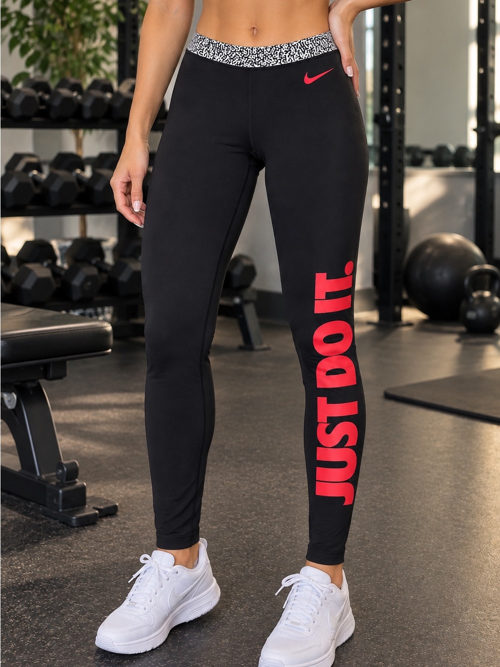 Nike Pro Warm Mezzo Waistband Dri-FIT Tights Women’s Small Black Crimson 640959